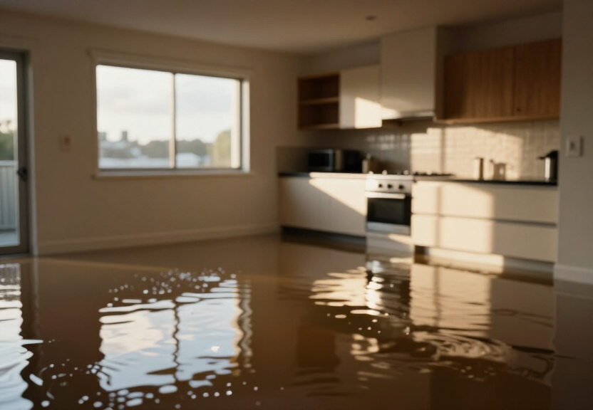 Water-damaged retail store in Beverly Hills before drying